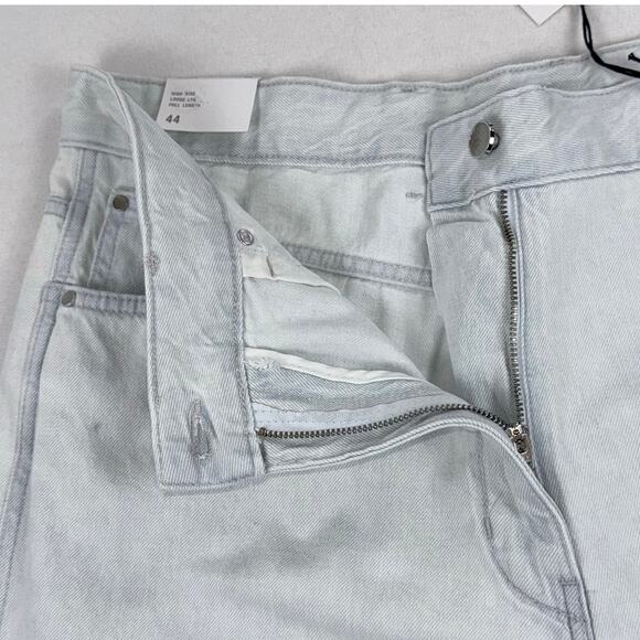 Zara Women's High Rise Loose Wide Leg Jean Size 12 Light Blue Wash Trouser - Picture 3 of 16